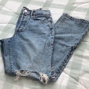 Garage Denim Ripped Knee Medium Wash Straight Leg Jeans